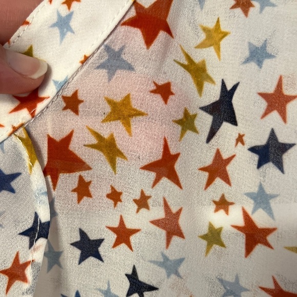 Hutch (Anthropologie) Boho Stars Print Blouse Small Tie Neck - Picture 2 of 9